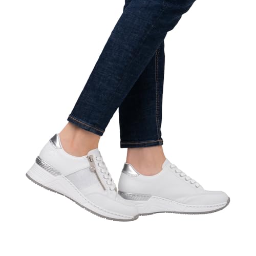 Rieker Frühjahr/Sommer, Sneakers Basses Femme, Blanc (Weiss/Weiss-Silber/Argento/ 80 80), 38 EU