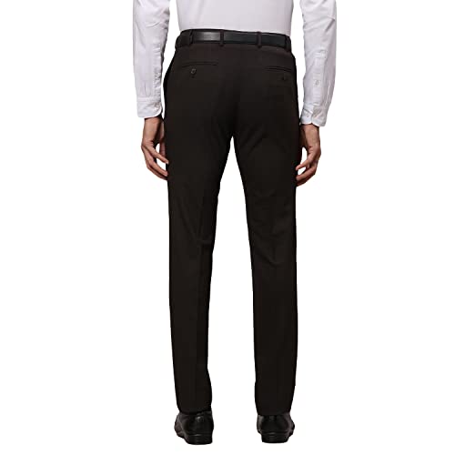 Image of Raymond Men's Slim Fit Mid Rise Poly Viscose Blend Checks Pattern Flat Front Formal Trouser