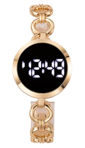 Gosasa Top Brand Electronic Watch Womens Watches LED Touch Screen Women Digital Watches Ladies Wristwatch (Gold)