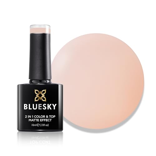 Bluesky 2 in 1 Matte Colour & Top Gel Nail Polish 10ml, Peach Puff - LPT03, Matte Pastel Finish, No Top Coat Needed, Peach Gel Nail Polish, Requires Curing Under LED UV Nail Lamp