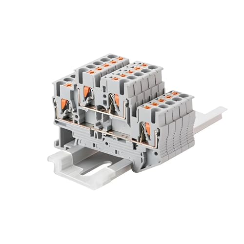 Bornier rail DIN PTTB-2.5 double niveau orange pour armoire électrique x10 - 7