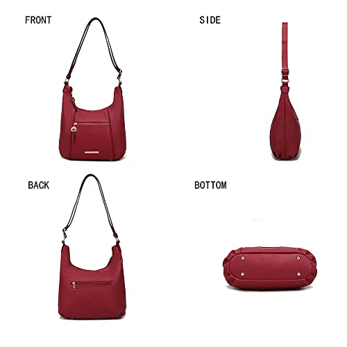 Image of MKF Collection Crossbody Bag for Women - PU Leather Hobo Handbag - Designer Side Messenger Purse, Shoulder Crossover