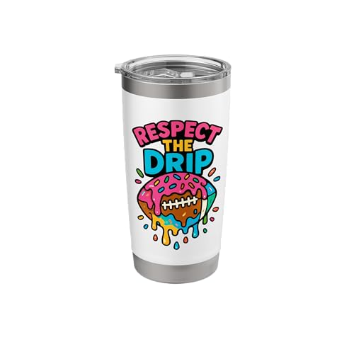 Football Drip Ice Cream Sports QB WR RB Dripping Effect Stainless Steel Insulated Tumbler