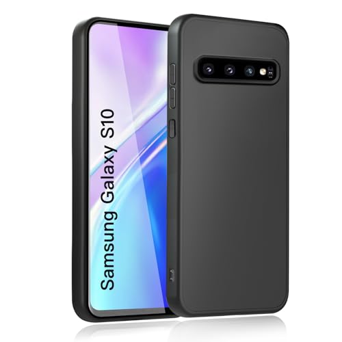 wsiiroon Handyhülle für Samsung Galaxy S10 Hülle Stoßfest Kratzfest Anti-Fingerabdruck Anti-Rutsch Fallschutz Schutzhülle Anti-Öl Unterstützt kabelloses Laden für Samsung S10 Case (Schwarz)