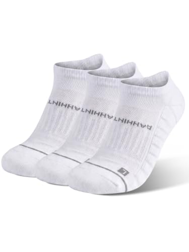 Image of Rahhint No Show Compression Running Socks Coolmax Anti Blister Full Sole Cushion Ankle Slip Resistant Heel Tab Workout Golf