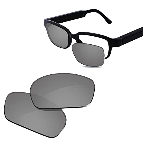 Glintbay 100% Precise-Fit Replacement Sunglass Lenses for Amazon Echo Frames (2nd Gen) 54mm - Polarized Metallic Silver Mirror
