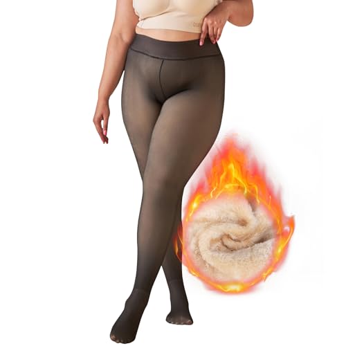 Medias Termicas Mujer Invierno, Medias Térmicas Mujer,Leggins de Forro Polar Falsas Translúcidas Pantimedias Grueso,Thermal Tights, Fleece Lined Pantis (FR/ES, Letras, S, Regular, Regular, 200G)