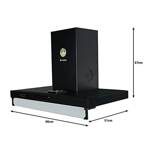 Image of Faber 3 way suction chimney with Air purifier & Fan,90 cm,1095 m /hr (HOOD 3N1 AEROST. SPARK PRO 3D BK FT 90,Baffle Filter,Black)