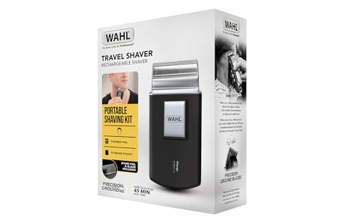 Wahl Travel Shaver - Kabelloser und wiederaufladbarer elektrischer Rasierer für Herren, ideal für Reisen, zum Schneiden von Haaren und Bart, kompakt und tragbar
