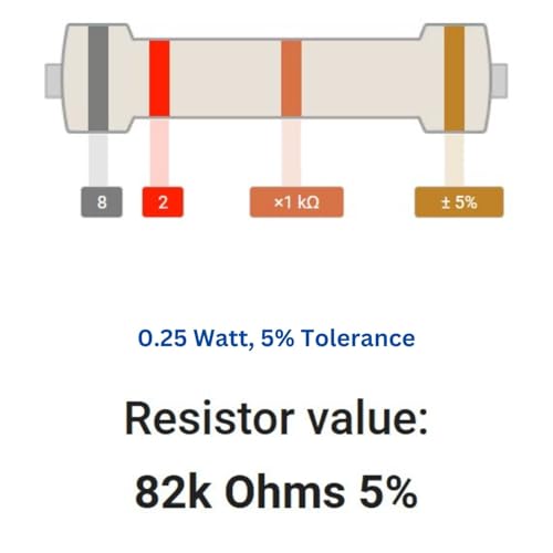 Image of 82k Ohm Resistor 1 /4W 5% Tolerance, Pack of 100 (82k Ohm)