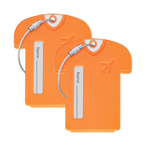Zuihug 2Pack Personalized Jersey Shaped Plastic Luggage Tags, Orange