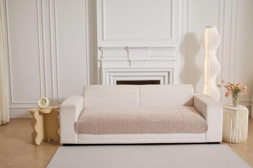 Image of HOMETHREADS Innovative Premium Velvet Sofa Cover Mat with PVC Backing for Non-Slip Comfort (C Beige, 4 Seater | 70x210cm)