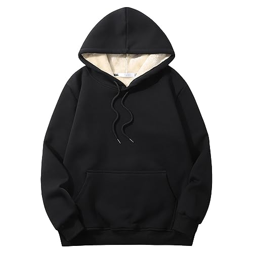 Aobiono Men Women Fleece Sherpa Lined Oversized Hoodie Winter Warm Thermal Fuzzy Pullover Hooded Sweatshirt Fall Thick Comfy