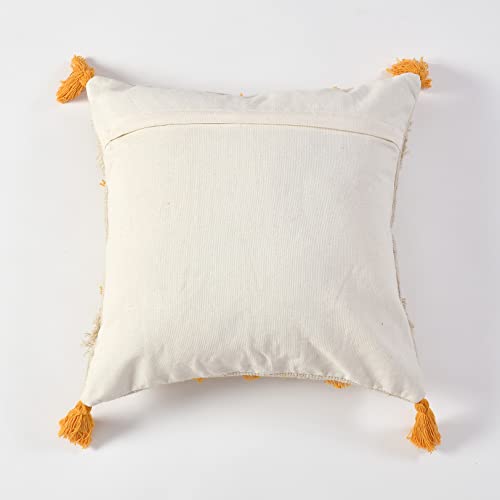Image of TIB Premium Boho Decorative Throw Cushion Covers, 16 x 16 cm, Set of 2, Cotton. (Gold & White)