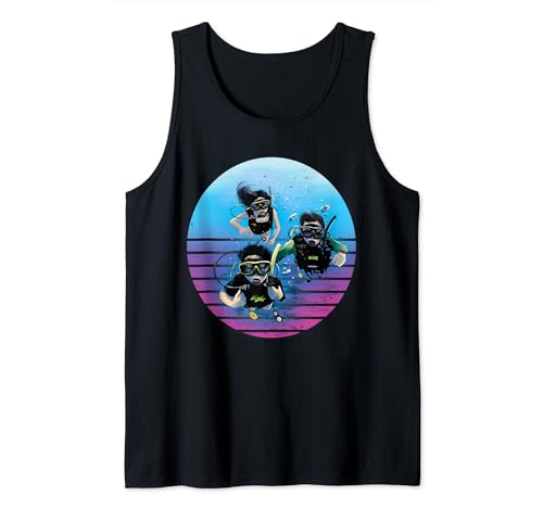 Familia de buzos realistas Océano Submarino Scubadiver Camiseta sin Mangas