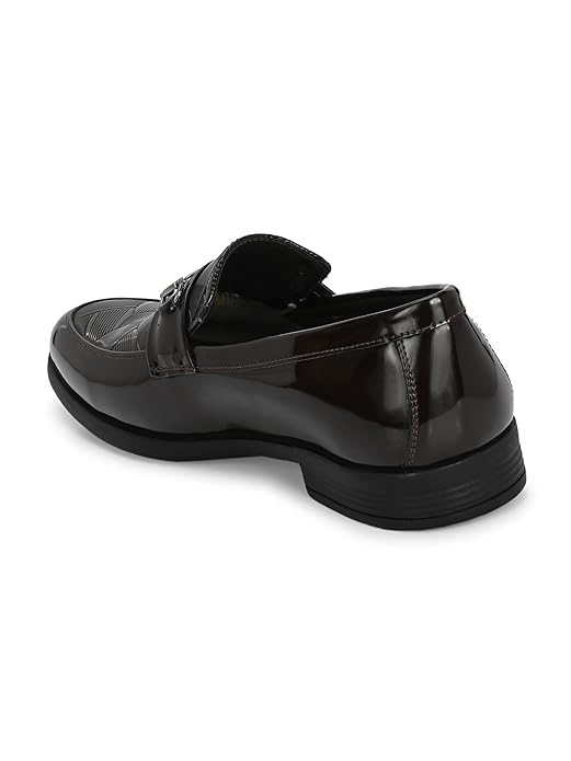 Image of STANPHORD Men Glossy Formal Slip-On Shoes | Patent Leather Dress Loafers | Cushioned Insole | Office Business Wedding Party Footwear(TPAJ 5040)