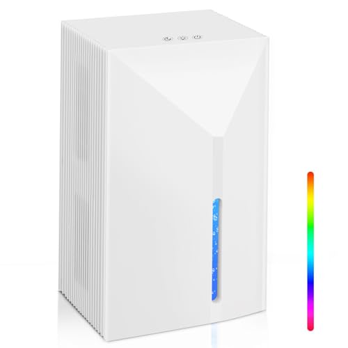 除湿機 小型 除湿器【2025新型ダブルペルチェ式・大容量2.5L・強力除湿】衣類乾燥除湿機 満水自動停止 2つモード切替 7色LEDライト スリープモード タッチ操作 コンパクト 静音 省エネ 湿気取り 部屋干し 卓上 カビ防止 結露・湿気・梅雨対策 ク