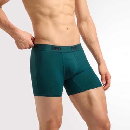 Image of TRYB Sports Underwear for Men | Stretchable Active Square Cut Trunks for Running & Gym Workout | Quick Dry, Breathable, Moisture Wicking & Anti Chafing | Sports Innerwear Boxers