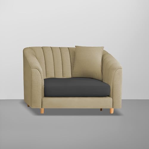 Image of Casaliving Doraldo 1 Seater Sofa Set for Living Room (Cream Black Colour) Premium Fabric Sofa