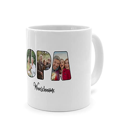 PhotoFancy® - Fototasse 'Opa' - Personalisierte Tasse mit eigenem Foto und Text selbst gestalten - Weiß