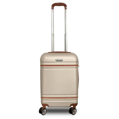 Mala de Viagem de Bordo P/ 10kg em Abs com Rodinhas 360º Removíveis e Leve - Padrão Anac - Qualis (Champanhe MB001)