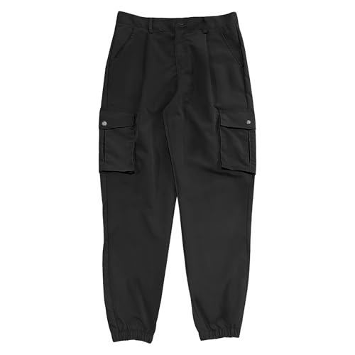 Mens Slim Fit Cargo Jogger Pants Stretch Thick Cotton Casual Tactical Pants with Zipper Pockets Streetwear Trousers