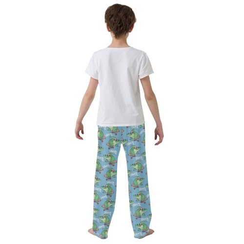 ZZXXB Crocodile Skating Boys Long Pants Soft Trousers Elastic Waist Kids Lounge Bottoms with Pockets S-XL3
