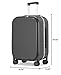 Mixi Luggage Suitcase with Spinner Wheels, 24'' Checked Travel Luggage Aluminum Frame PC Hardside with TSA Lock & Cover - Rock Gray