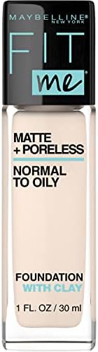 Maybelline Fit Me Matte + Poreless Liquid Oil-Free Foundation Makeup, Fair Porcelain, 1 fl; oz