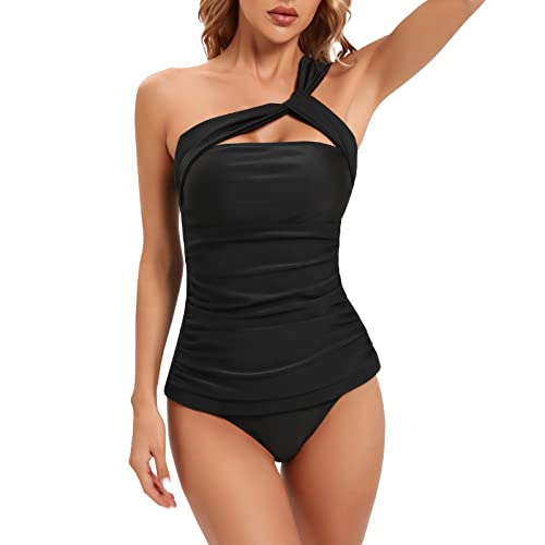 Maillot de bain tankini femme sexy robe extensible avec shorty de bain uni