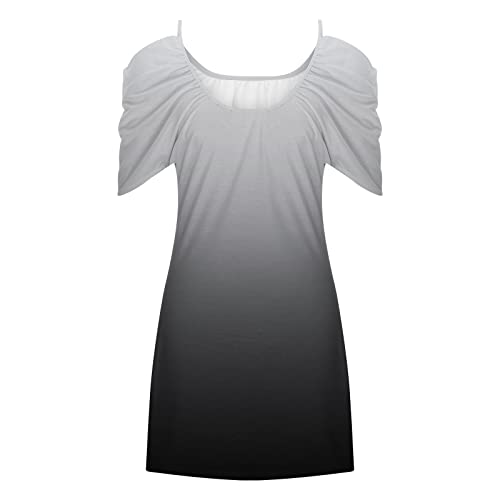 Generic Vestidos juvenis havaianos plissados midi gradiente vestidos de baile para mulheres manga go