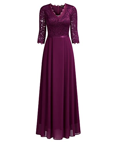 Image of MISSMAY Women's Formal Floral Lace 2 /3 Sleeves Long Evening Party Maxi Dress