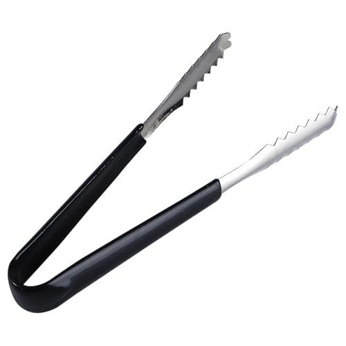 SOLUSTRE Stainless Steel Ice Tongs with Rubber Handle Serving Clips for Drinks Food Bars Restaurants and Home Use Serrated Design for Ice and More