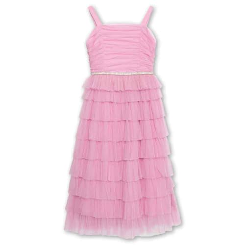 Speechless Girls' Sleeveless Square Neck Point D'esprit Tiered Midi Dress3