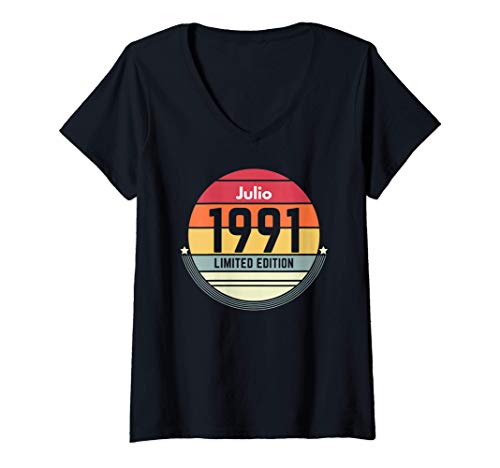 Mujer 30 Años Cumpleaños Regalo Nacido En Julio 1991 Mujer Camiseta Cuello V