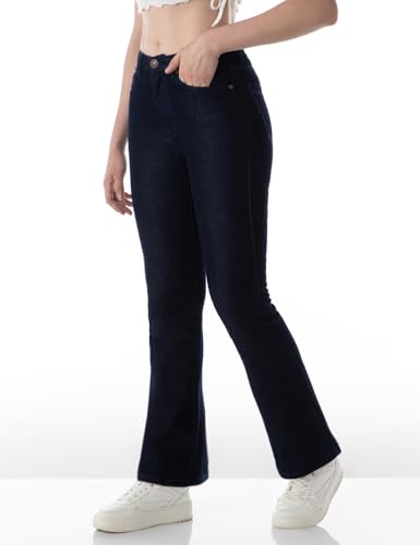 Image of INKD Women's Flared Bootcut Jeans - High-Rise | Enzyme Wash | Classic 5 Pocket Styling | Jeans for Women (Available in Plus Sizes)
