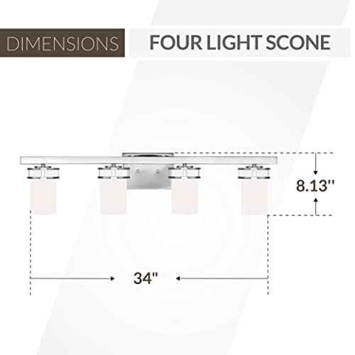 Image of Generation Lighting 4421604-05 4-Light Robie Bath Fixture Wall Lamp Chrome 4421604-05, Bathroom Light Fixture for Home Decor, Vanity Light Fixture Uses A19 Standard or LED Light Bulbs