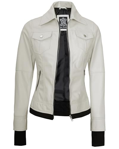 Image of Womens Leather Jacket with Detachable Hood - Real Lambskin Bomber Jacket Thumbholes Women