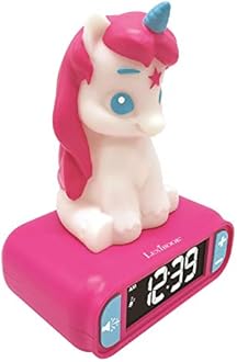 LEXiBOOK - Unicorn Digital Alarm Clock for Kids with Night Light, Snooze and Unicorn Sound Effects, Childrens Clock, Luminous Unicorn, Pink Colour - RL800UNI
