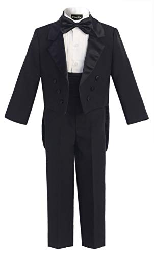OLIVIA KOO Boy's Classic Ring Boy Signature Tuxedo Set with Tail Black