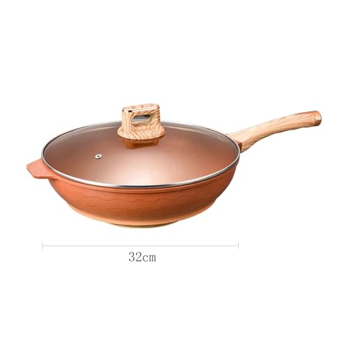 Wok de barro cerámico con base plana y tapa 32 cm miniatura 2