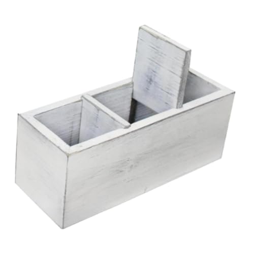 Boîte de rangement de bureau en bois blanc à 3 compartiments pour fournitures