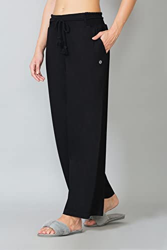 Image of Van Heusen Women Relaxed Fit Smocked Waistband Functional Pocket Solid Lounge Pyjamas - Available in Pack of 1 & 2