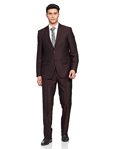 Image of Raymond Rayon Blend Men's Full Sleeve Contemporary FIT Dark Maroon Formal Suit