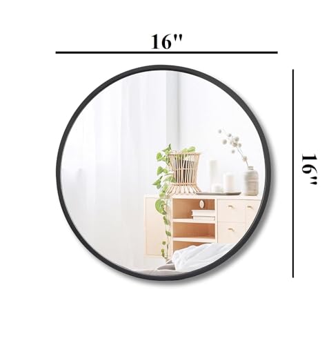 Image of RIZIK STORE Iron Metal Decorative Round Wall Mirror with Hook - HD Clear Glass, Wall Mounted for Bedroom, Living Room, Wash Basin, Vanity, Makeup & Bathroom