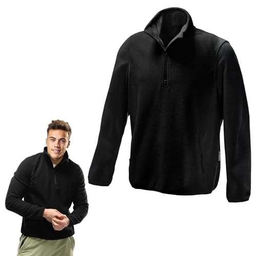 JEMIDI Forro Polar Hombre - Chaqueta Polar Cómoda y Cálida para Invierno - Forros Polares Hombre para Trekking Esqui Trabajo Enfermeros - Talla M - Chaqueta Polar Hombre Negro