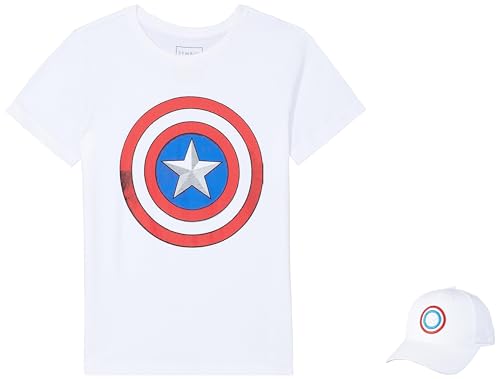Image of Amazon Brand - Symbol Boy's Original Marvel /Captain America /Avengers 100% Soft & Pure Cotton Short Sleeve T-Shirts & Cap Combo Packs