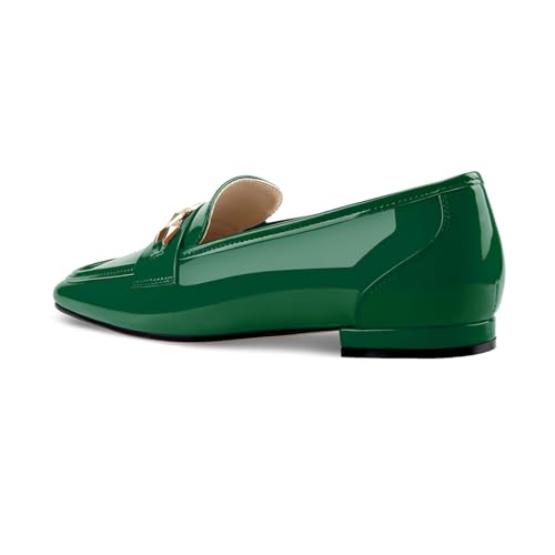 Image of Oh Mispares Womens Loafers Square Toe Low Heel Penny Loafers Fashion Comfortable Slip on Flats Casual Dressy Shoes for Women Work Office Patent Leather