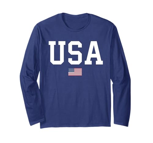 USA Casual Long Sleeve Graphic Tee Shirt Women Men Patriotic Long Sleeve T-Shirt