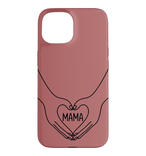 Dusty Rose - Mama Heart Hands �~�j�}���X�g���C���A�[�g �� �X�}�z�P�[�X iPhone 15 �p